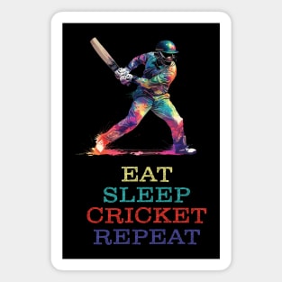 Eat Sleep Cricket Repeat - Holographic Style Magnet